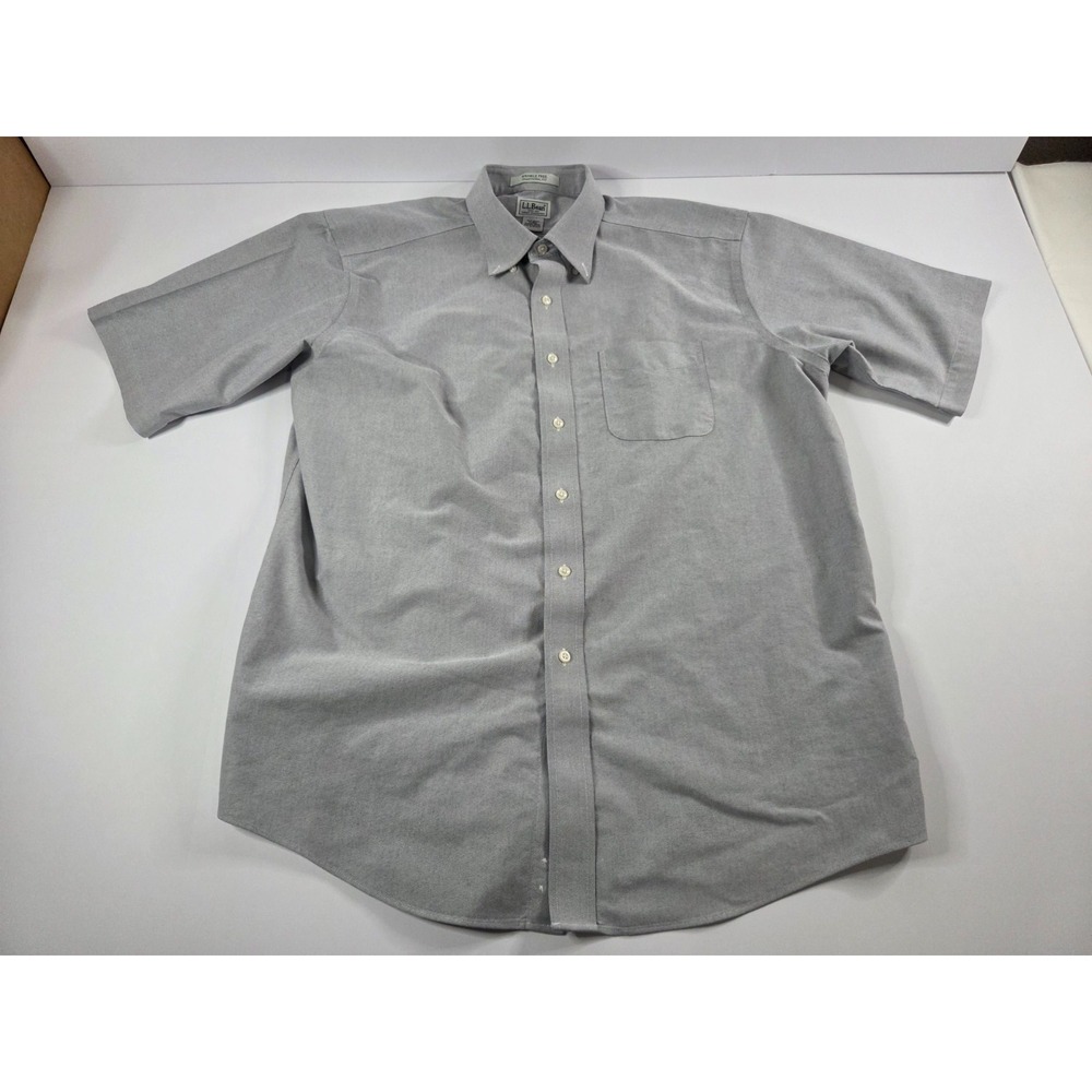 L.L.Bean Shirt Mens Large Gray Wrinkle Free Traditional Fit Classic Dress Polo